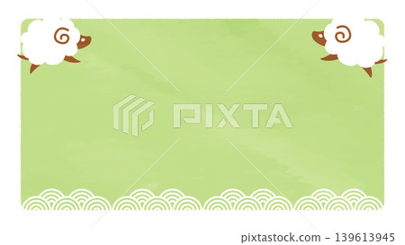 Fluffy sheep and wave pattern background frame illustration Fluffy sheep and wave pattern background frame illustration 139613945