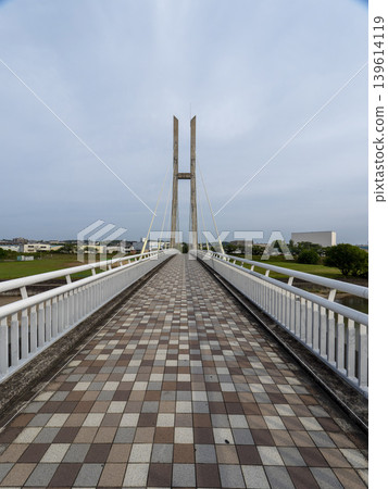 大阪府敦田林市石川上的自行車橋。 大阪府敦田林市石川上的自行車橋。 139614119