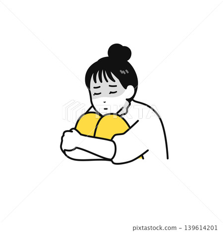 憂鬱、孤獨、社交退縮、情緒低落，年輕女子頭髮紮了起來。 139614201