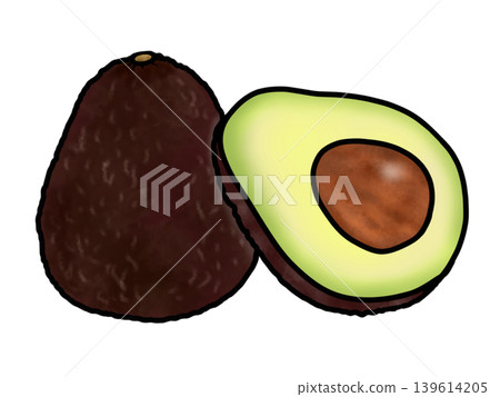 Whole avocado and avocado cut in half Whole avocado and avocado cut in half 139614205
