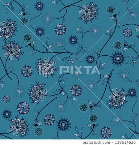 Floral seamless pattern, Flower chintz pattern seamless vector border print. Botanical batik background. Arabesque floral ornament motif for decoration fabric, women clothing, scarf, wallpaper design Floral seamless pattern, Flower chintz pattern seamless vector border print. Botanical batik background. Arabesque floral ornament motif for decoration fabric, women clothing, scarf, wallpaper design 139614626