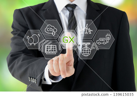 按下GX(綠色轉型)開關的商人 按下GX(綠色轉型)開關的商人 139615035