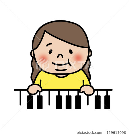 A chubby, long-haired girl playing the piano. A chubby, long-haired girl playing the piano. 139615098