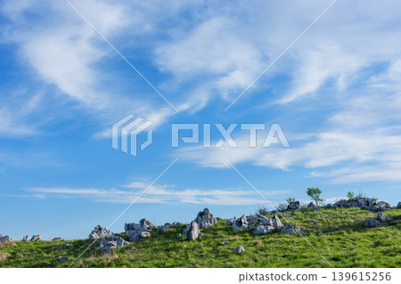 The breathtaking scenery of the Shikoku Karst unfolds in the early morning during Golden Week. The breathtaking scenery of the Shikoku Karst unfolds in the early morning during Golden Week. 139615256