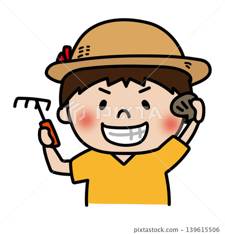 A lively and mischievous boy going clam digging. 139615506