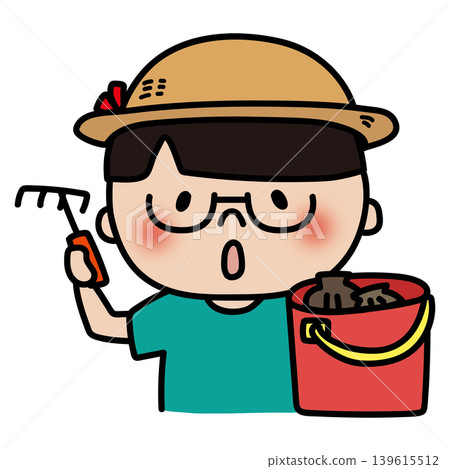 A boy with glasses and smooth hair is clam digging. A boy with glasses and smooth hair is clam digging. 139615512