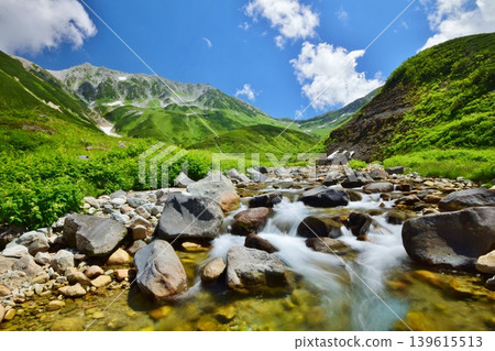 View of the Tateyama mountain range in summer 139615513