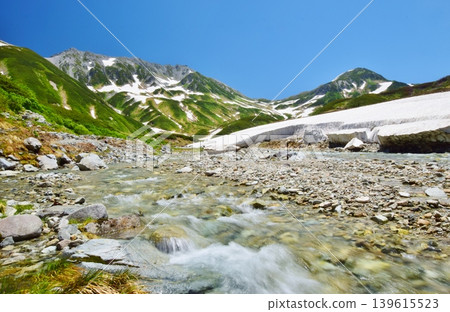 View of the Tateyama mountain range in summer 139615523