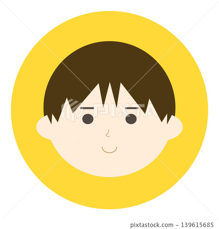 簡單的臉部圖示 - 男孩 - 黃色 簡單的臉部圖示 - 男孩 - 黃色 139615685
