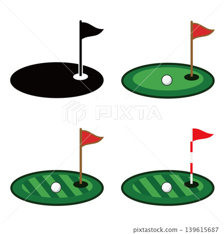 A simple set of golf greens A simple set of golf greens 139615687