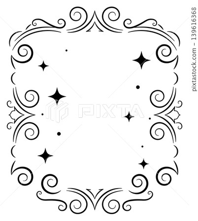 Black Ornate Frame with Swirls and Empty Space 139616368