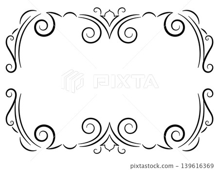 Black Ornate Frame with Swirls and Empty Space Black Ornate Frame with Swirls and Empty Space 139616369