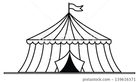Circus Tent Outline with Flag and Entrance 139616371