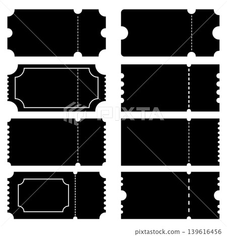 Solid Black Ticket Silhouette Set 139616456