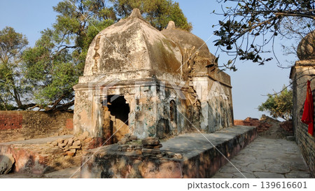 Historic shrine courtyard at Tilla Jogian with old Sikh domes Pakistan Historic shrine courtyard at Tilla Jogian with old Sikh domes Pakistan 139616601