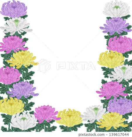 【菊花花框】手工刺繡插畫材料 139617044