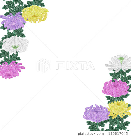 【菊花花框】手工刺繡插畫材料 139617045