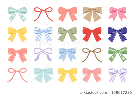 Cute ribbon illustration set (vector parts) Cute ribbon illustration set (vector parts) 139617280