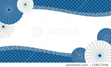 Japanese umbrella frame material (Japanese pattern, indigo blue) Japanese umbrella frame material (Japanese pattern, indigo blue) 139617446