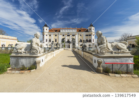 Milotice Chateau baroque architecture and garden sphinx statues 139617549