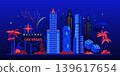 Las Vegas At Night - Colorful Flat Design Illustration 139617654