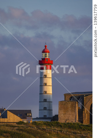 Phare de Saint Mathieu standing tall at golden hour in Brittany 139617759