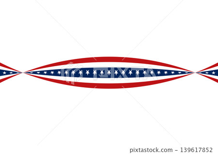 American Patriotic Banner Border With Stars Red White And Blue Ribbon For Celebration 139617852