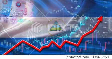 Nicaragua financial growth on market graph. Nicaragua economic growth on financial graph background Nicaragua financial growth on market graph. Nicaragua economic growth on financial graph background 139617971