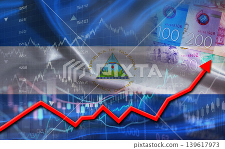 Nicaraguan economic growth on financial graph. Nicaragua financial growth on market graph Nicaraguan economic growth on financial graph. Nicaragua financial growth on market graph 139617973