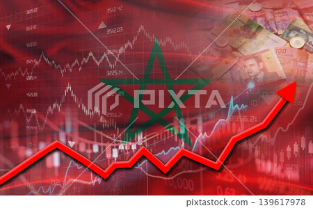 Moroccan economic growth on financial graph. Morocco financial growth on market graph Moroccan economic growth on financial graph. Morocco financial growth on market graph 139617978