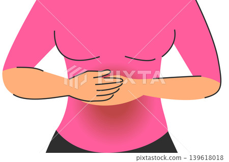 Woman feeling stomachache vector isolated Woman feeling stomachache vector isolated 139618018