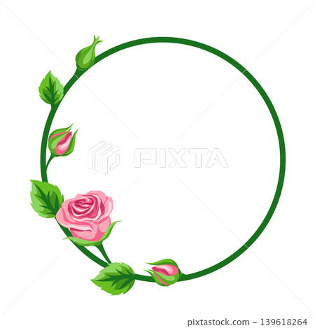 Decorative frame with roses. Beautiful realistic flowers, buds and leaves. Decorative frame with roses. Beautiful realistic flowers, buds and leaves. 139618264
