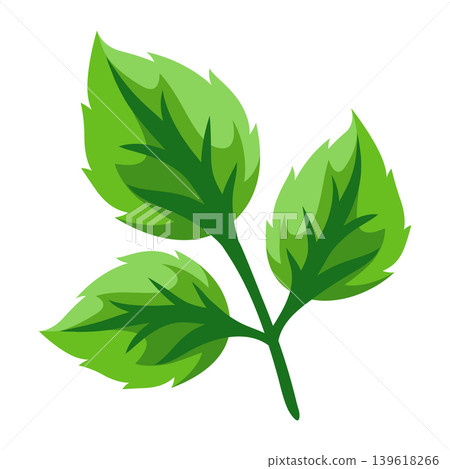 Illustration of rose leaf twig. Beautiful decorative realistic plant. 139618266