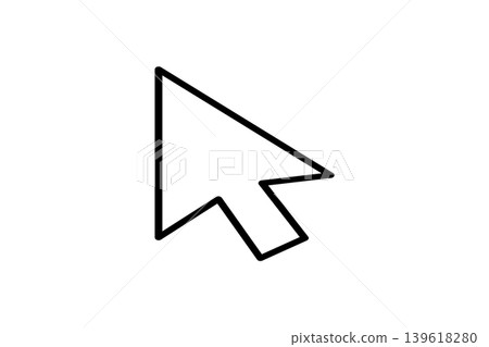 Minimal Black Outline Cursor Arrow Icon for Technology and Web Design 139618280