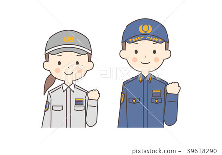 Paramedics and firefighters making victory poses Paramedics and firefighters making victory poses 139618290