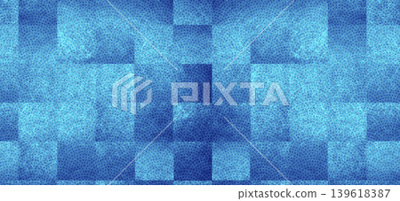 Japanese-style background material. Traditional Japanese patterns on blue, silver-leaf-like washi paper. Patterns include sharkskin, folding screen, and checkered pattern. 139618387