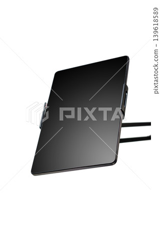 Tablet on Stand Isolated on White Background. electronic Device. Isolated Background. Technology Concept. High quality photo Tablet on Stand Isolated on White Background. electronic Device. Isolated Background. Technology Concept. High quality photo 139618589