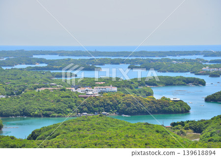Mie Prefecture: Yokoyama Observatory in the fresh greenery and the coastline of Ago Bay Mie Prefecture: Yokoyama Observatory in the fresh greenery and the coastline of Ago Bay 139618894