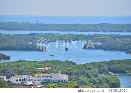 Mie Prefecture: Yokoyama Observatory in the fresh greenery and the coastline of Ago Bay Mie Prefecture: Yokoyama Observatory in the fresh greenery and the coastline of Ago Bay 139618911