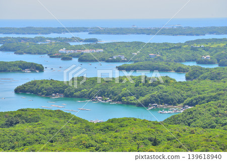 Mie Prefecture: Yokoyama Observatory in the fresh greenery and the coastline of Ago Bay Mie Prefecture: Yokoyama Observatory in the fresh greenery and the coastline of Ago Bay 139618940