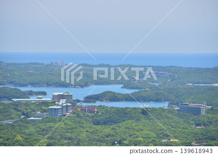 Mie Prefecture: Yokoyama Observatory in the fresh greenery and the coastline of Ago Bay Mie Prefecture: Yokoyama Observatory in the fresh greenery and the coastline of Ago Bay 139618943