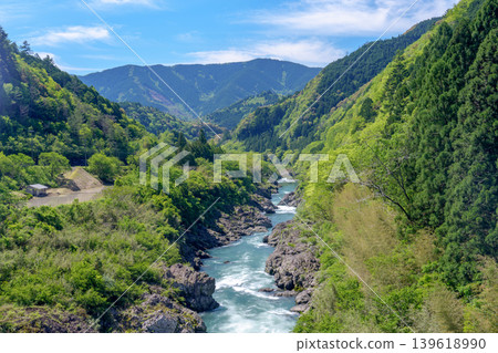 八重轟隆:由四萬十川水系湍急的河水和形狀奇特的岩石交織而成的峽谷景觀。 八重轟隆:由四萬十川水系湍急的河水和形狀奇特的岩石交織而成的峽谷景觀。 139618990