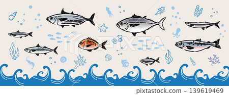 Hand-drawn pen-style fish illustration Hand-drawn pen-style fish illustration 139619469