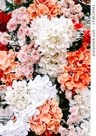 Elegant Artificial Floral Decor in Red and White for Wedding Reception Elegant Artificial Floral Decor in Red and White for Wedding Reception 139619481