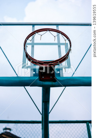 Basketball hoop equipment on urban sports court Basketball hoop equipment on urban sports court 139619555