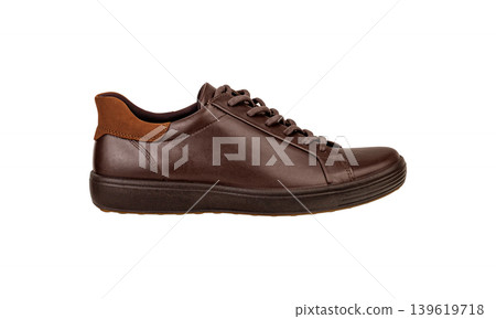 Genuine leather brown sneaker with suede detail side view Genuine leather brown sneaker with suede detail side view 139619718
