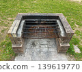 An entire outdoor grill made of brick (public facility/campground) 139619770