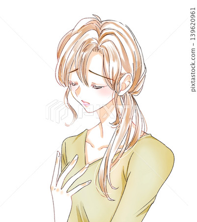 女子摀住胸口－負面 139620961