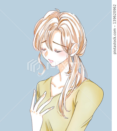 女子摀住胸口-負面 女子摀住胸口-負面 139620962