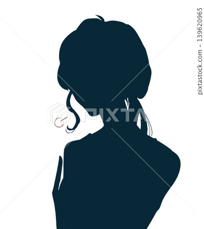 Woman clutching her chest; negative silhouette Woman clutching her chest; negative silhouette 139620965